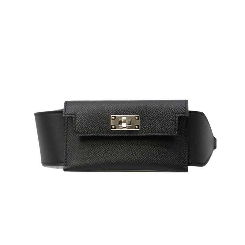 Kelly Pocket Bag Strap In Black Swift/Epsom Calfskin Leather 50mm PHW - L'UXE LINK
