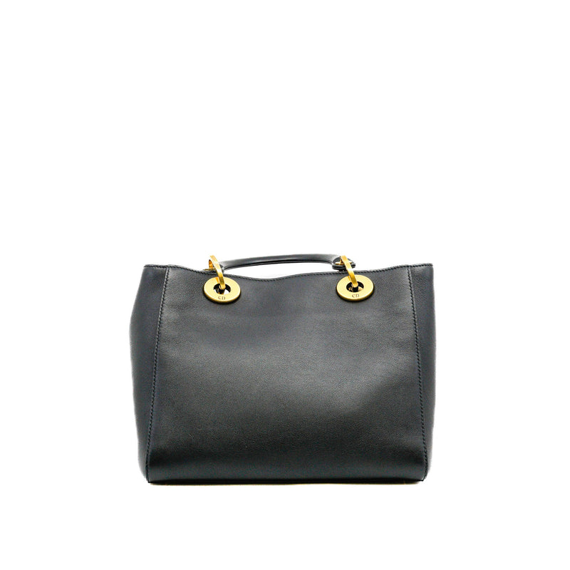 Medium Lady Dior Wheel Of Fortune Black Printed Leather Handbag GHW With Strap