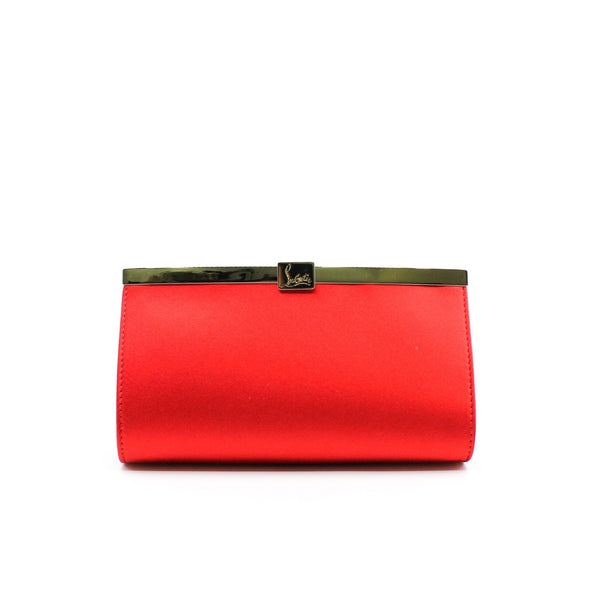 cl clutch bag red silk ghw - L'UXE LINK