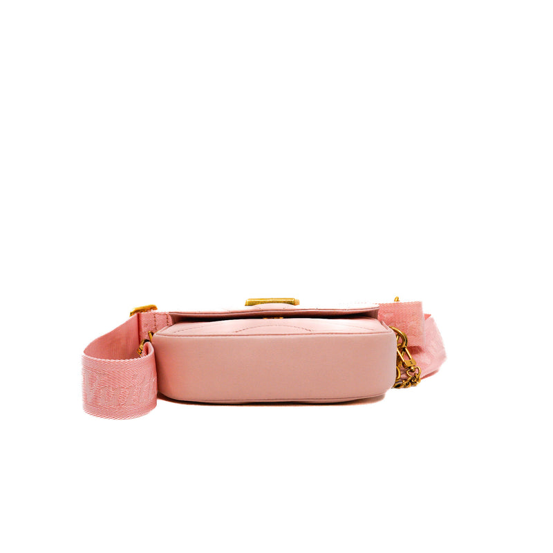 New Wave Multi-Pochette Pink Leather Crossbody Bag