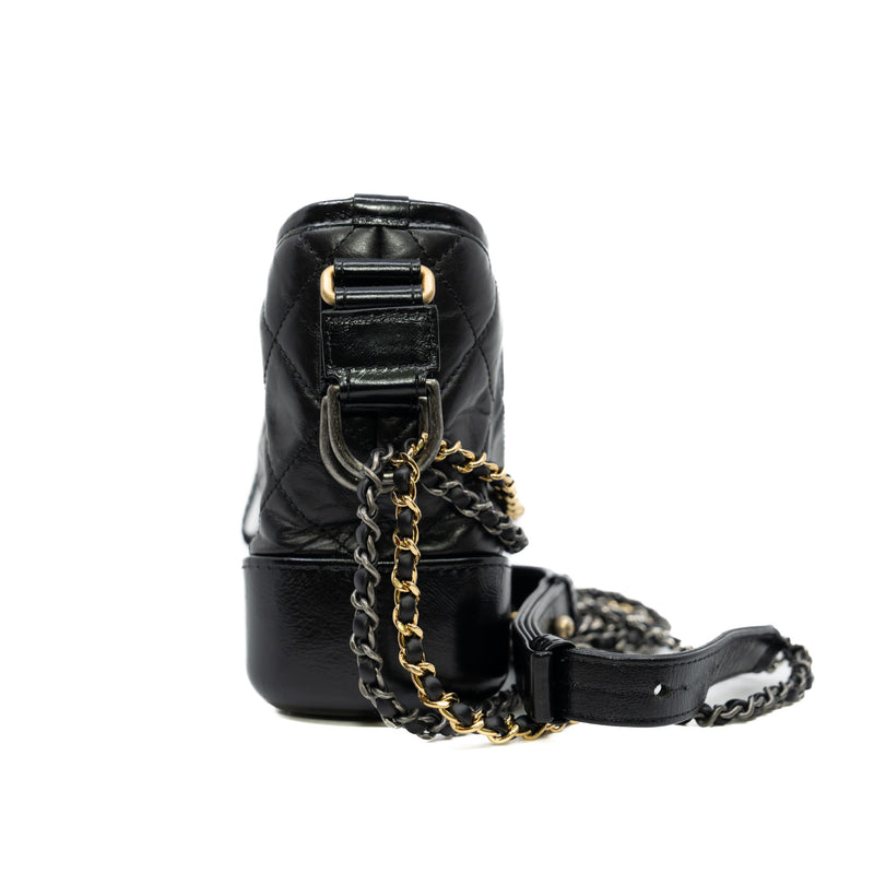Quilted Small Gabrielle Hobo Black Calfskin Mixed Hardware Seri 25 - L'UXE LINK
