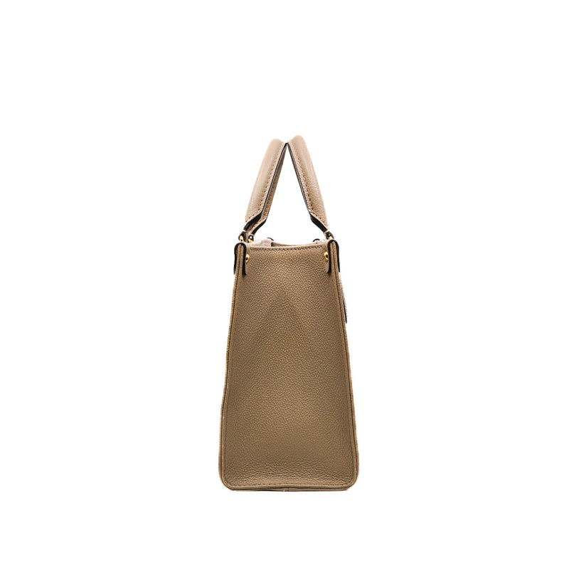 OnTheGo PM Tote Bag In Leather Beige/Cream With Strap