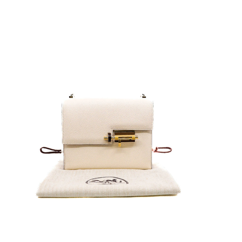 Verrou mini in white goat with enamel buckle PHW stamp Z
