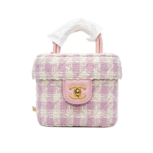 vanity box with top handle in twist pink/white ghw #X4H0