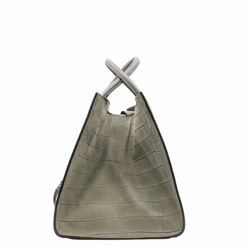 Luggage Bag  medium Crocodile Embossed Phantom grey ghw - L'UXE LINK