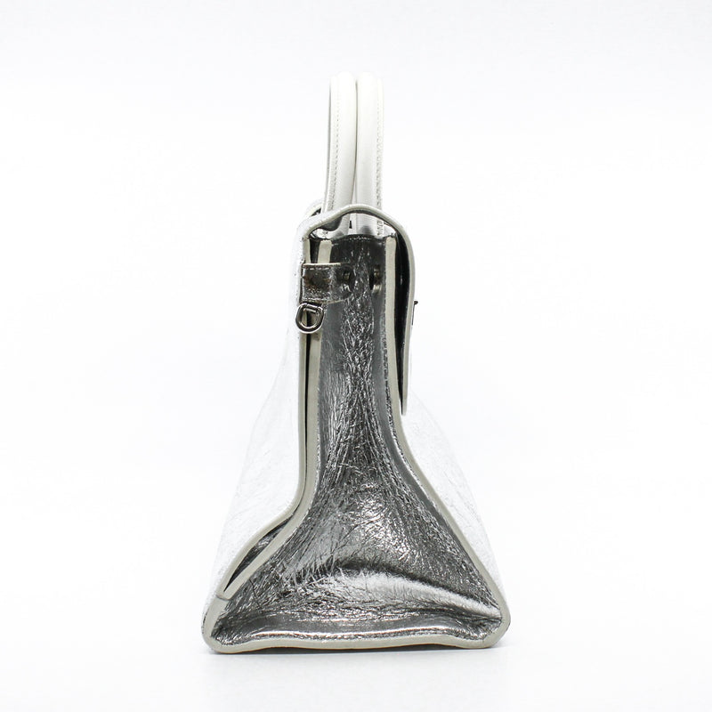 Medium Diorever In Metallic Silver Calfskin Flap Bag PHW With Strap - L'UXE LINK