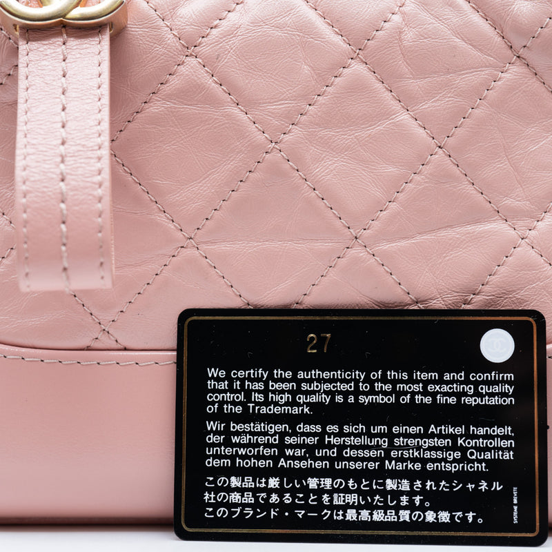 Small Gabrielle In Light Pink Calfskin Hobo Bag Multicolor Hardware Seri 27 - L'UXE LINK