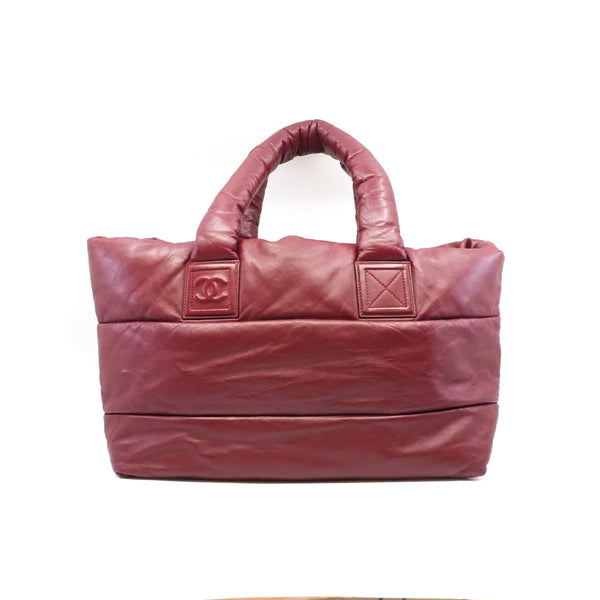 Coco Cocoon Burgundy/Black Lambskin Reversible Tote Bag PHW Seri 12 - L'UXE LINK