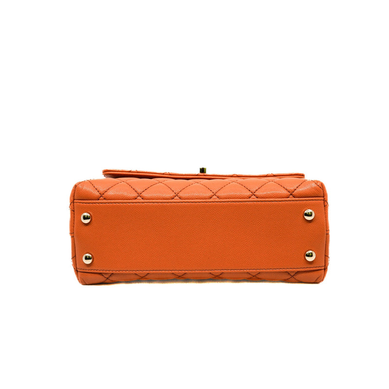 medium coco handle in orange caviar rghw