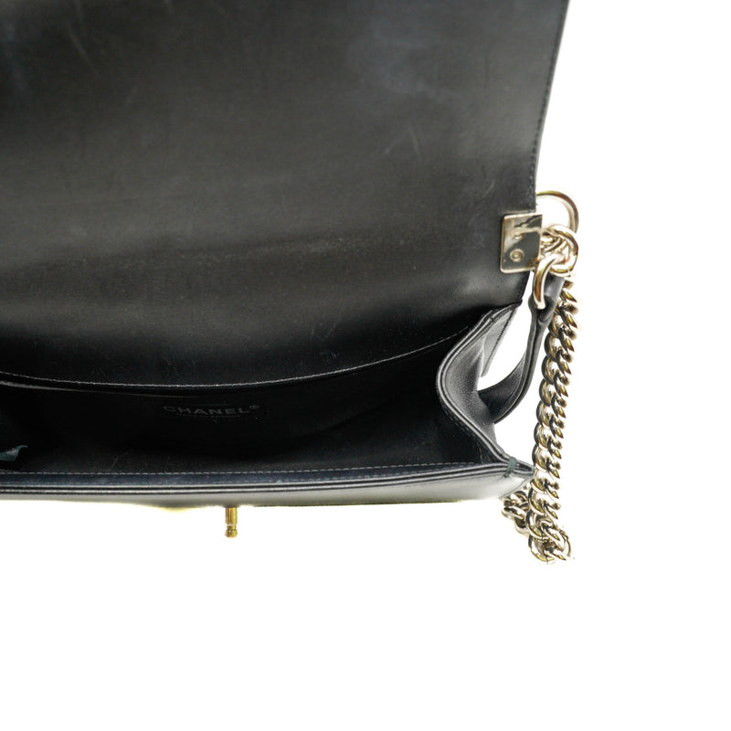 Medium Leboy Iridescent/Black Lambskin/PVC Chevron Flap Bag PHW Seri 24 - L'UXE LINK