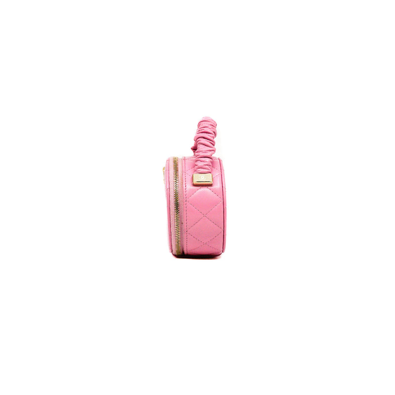 Mini Pink Round Vanity Lambskin Top Handle LGHW Seri 32 - L'UXE LINK
