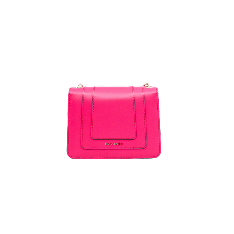 serpenti forever crossbody chain bag in leather hot pink/white ghw