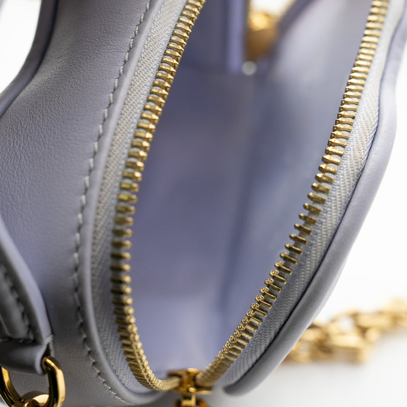 heart with top handle bag in purple leather ghw