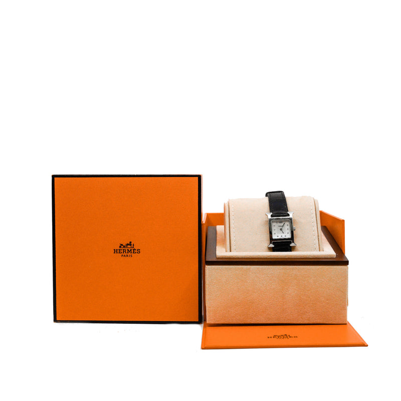 25mm Heure H watch in white dial ccd black band steel - L'UXE LINK