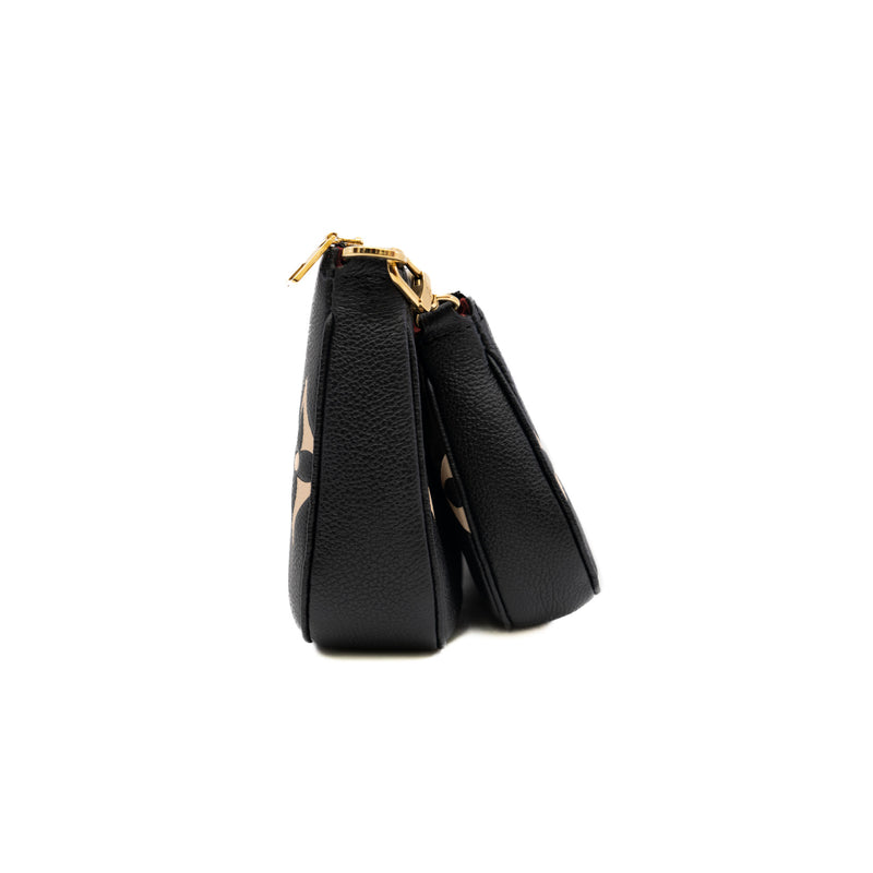 multi pochette black&white leather