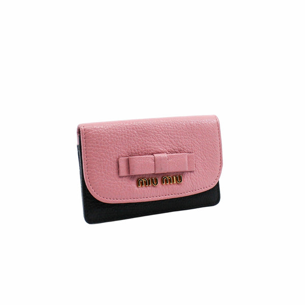card holder leather pink black ghw - L'UXE LINK