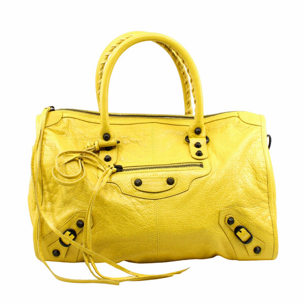 City Handbag Leather Yellow - L'UXE LINK