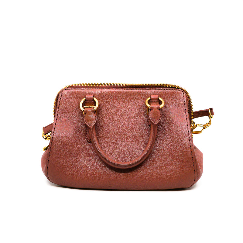 small top handle tote with strap in leather nudy pink