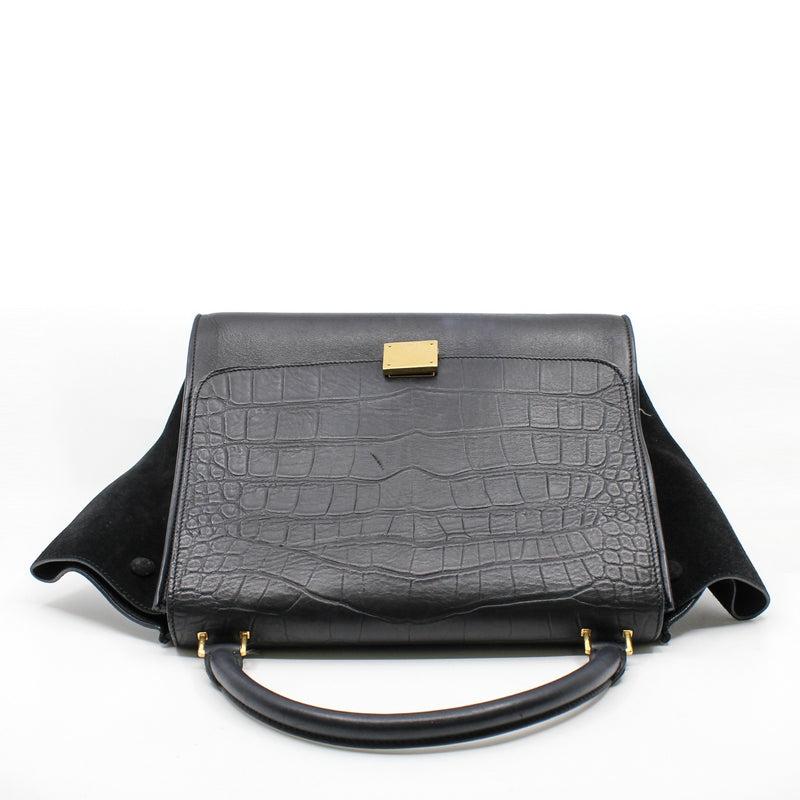 Trapeze black crocodile embossed ghw