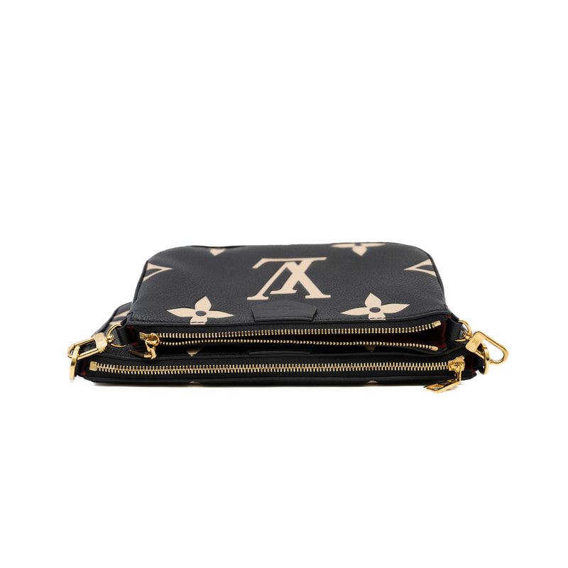 multi pochette black&white leather