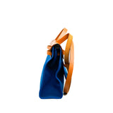 thumbnail herbag 31 in blue fabric/ brown leather stamp X PHW