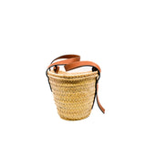 thumbnail Small Basket in Raffia/Calfskin brown PHW