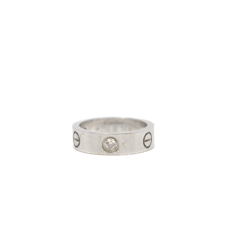 Love Ring In 18K White Gold Set With 3 Diamonds Size 54 rrp7100 - L'UXE LINK
