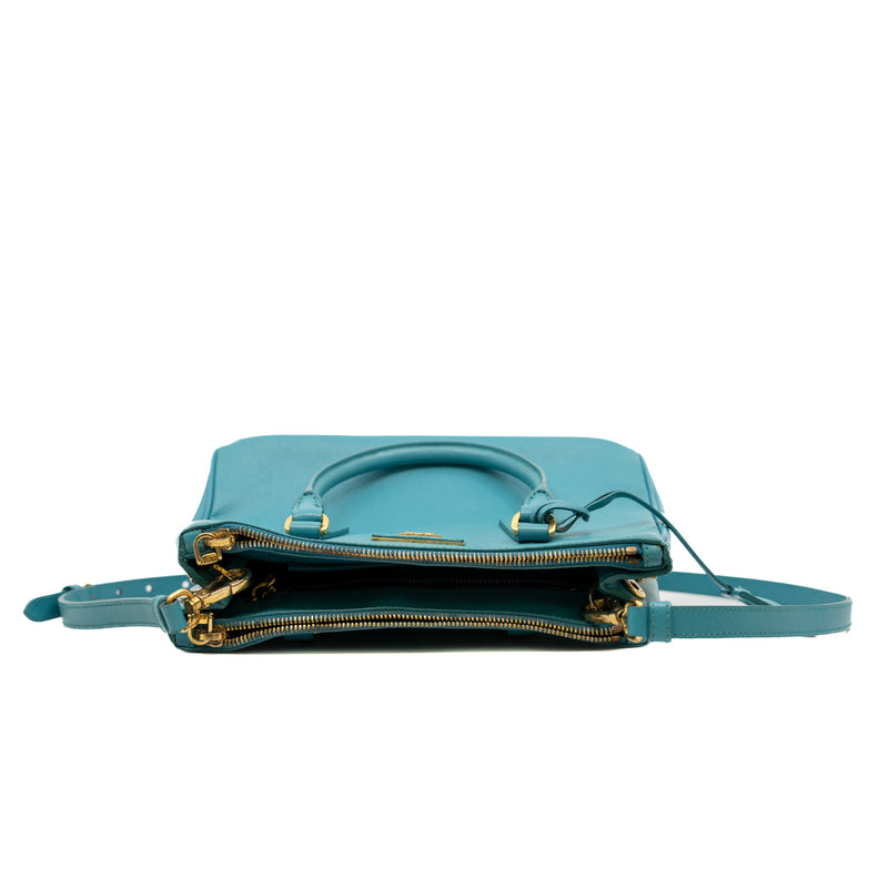 Small Saffiano Lux Galleria Double Zip Tote GHW - L'UXE LINK