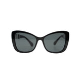 thumbnail women's black frame gray lens butterfly sunglasses