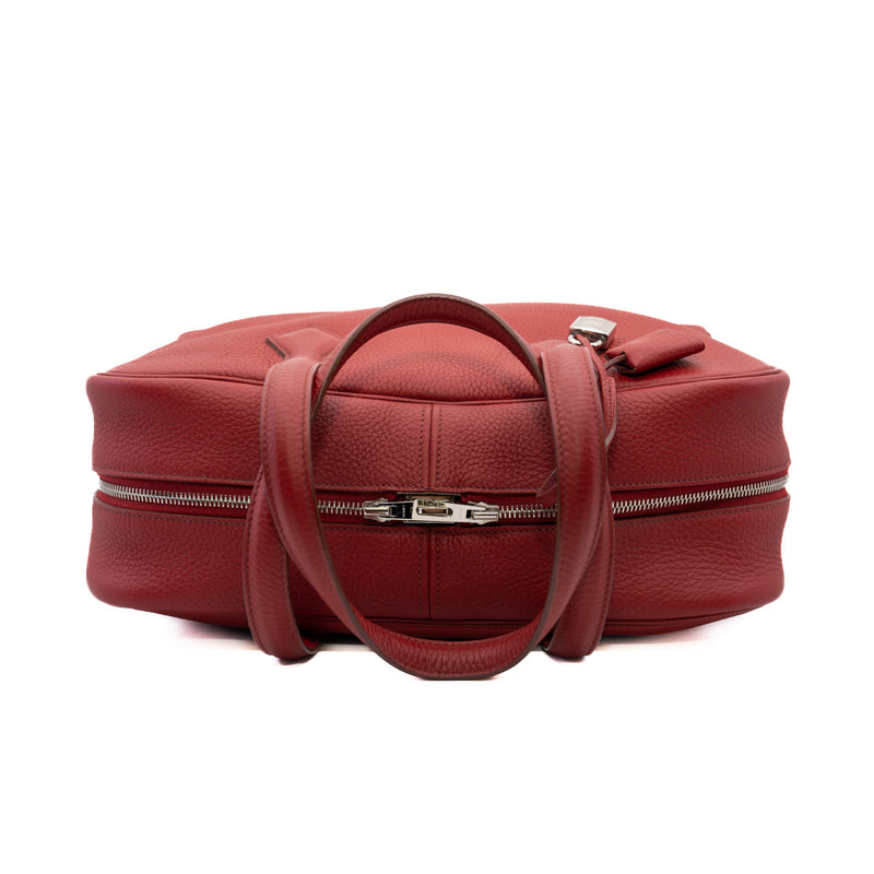 Victoria 35 Buckle Bag Clemence Leather Red PHW Q Stamp - L'UXE LINK