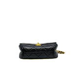 thumbnail flap bag in black lambskin with chain top handle #KNG2XXXX