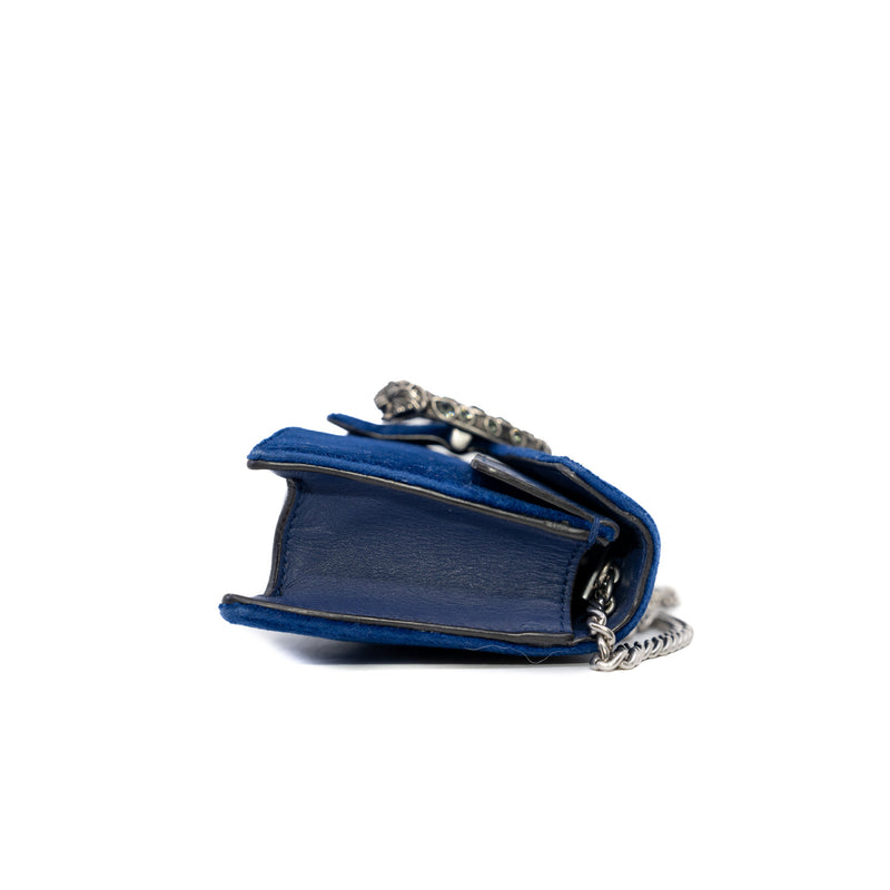 Dionysus Blue Velvet Super Mini Bag Ruthenium Hardware - L'UXE LINK
