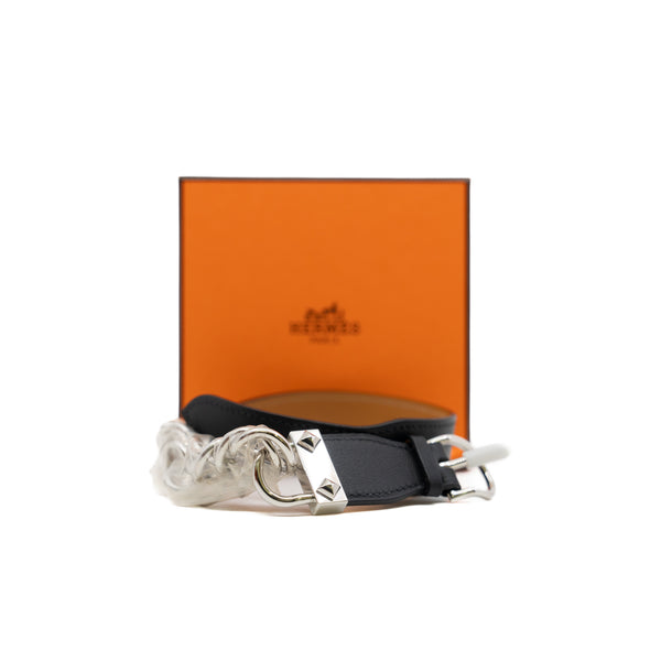 black chain with leather wide bracelet rrp2105 - L'UXE LINK