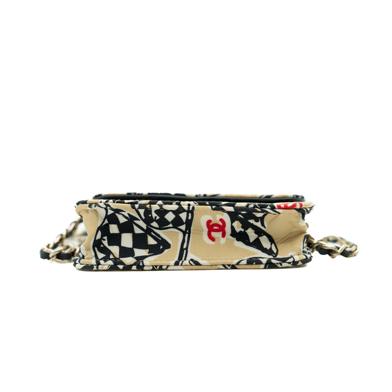 Mini Matelasse Racer Flag Single Flap Single Chain Bag Beige GHW (Microchipped) - L'UXE LINK