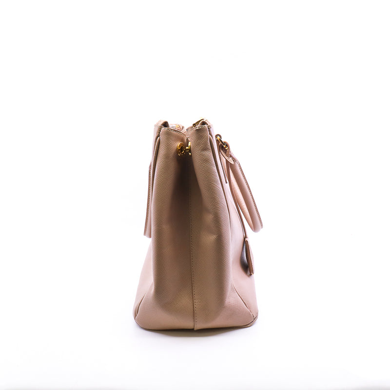 saffiano medium in leather beige ghw - L'UXE LINK