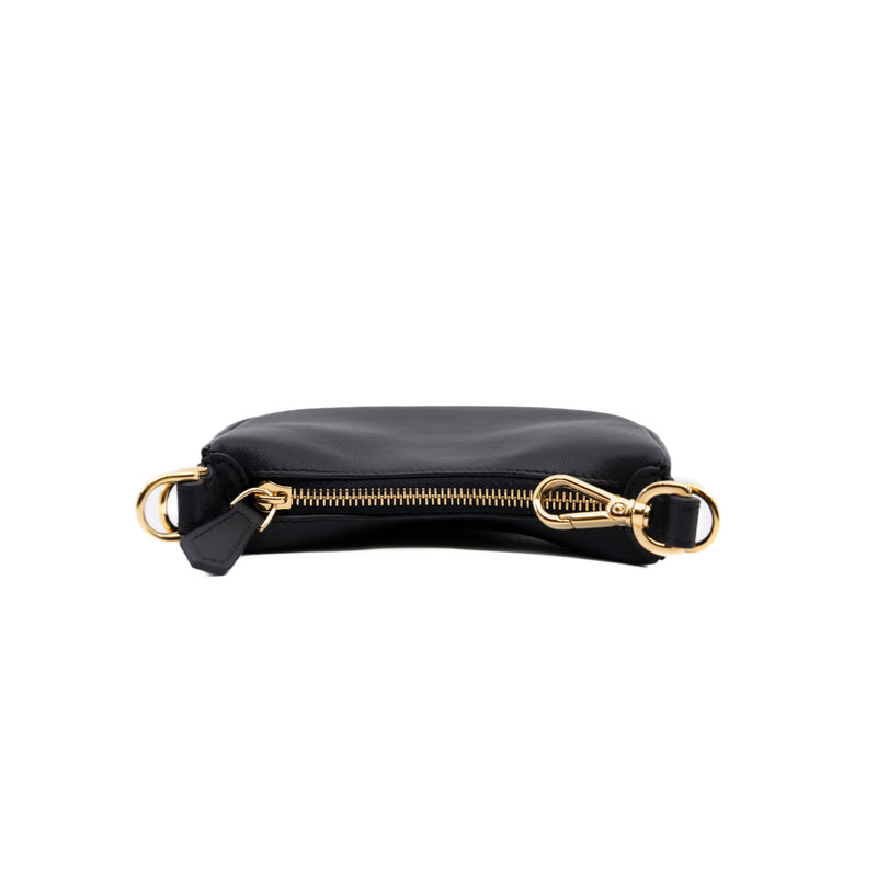 Nano Fendigraphy Black Leather Charm Hobo Bag GHW - L'UXE LINK