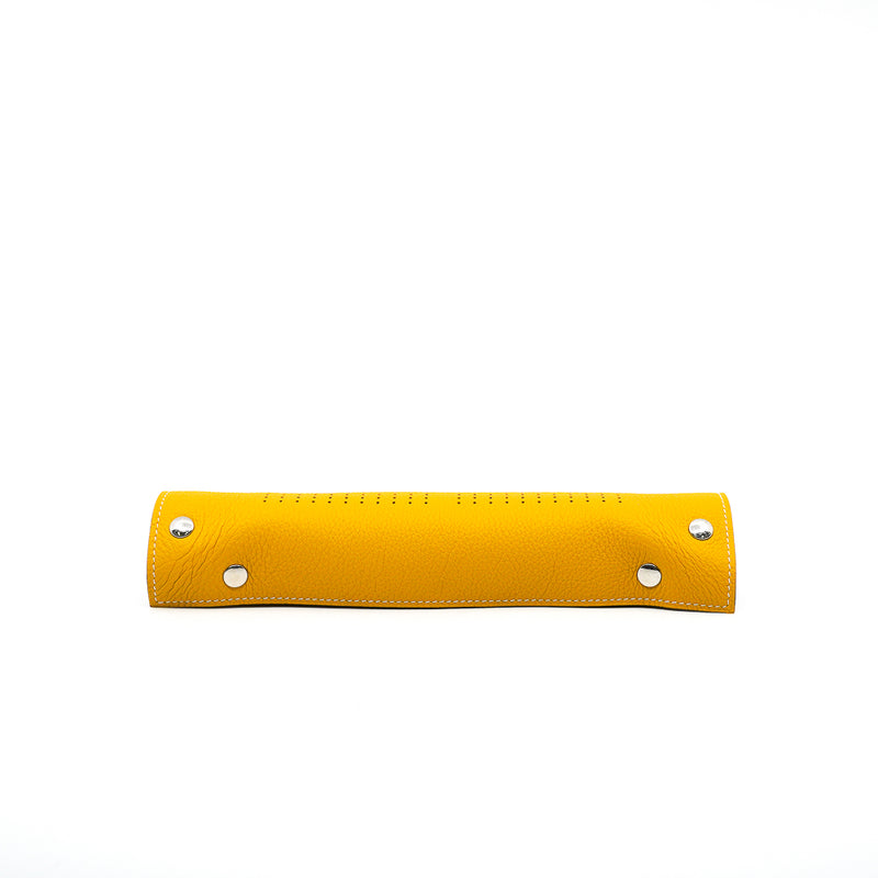 leather tray yellow with white