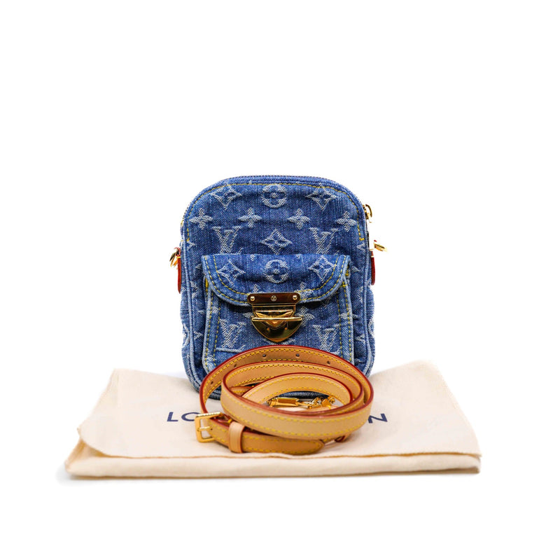 bolsa fairfax pochette in monograma denim ghw microchip