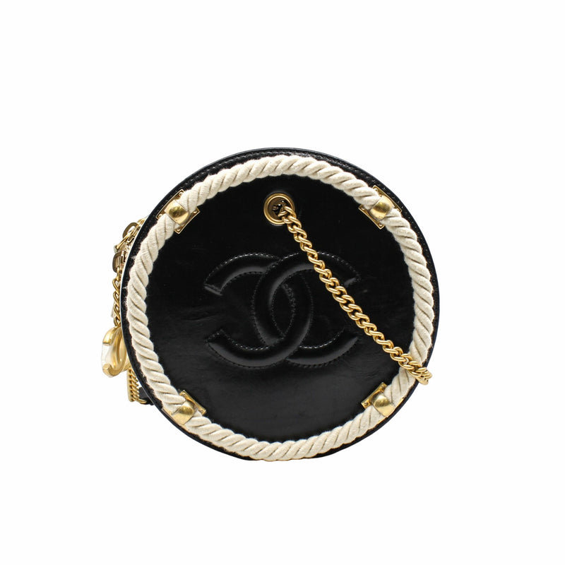 round side bag black with tweed  ghw seri 27