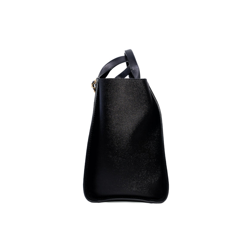 Deauville Small Studded Black Caviar Leather Tote Bag Seri 26 GHW - L'UXE LINK