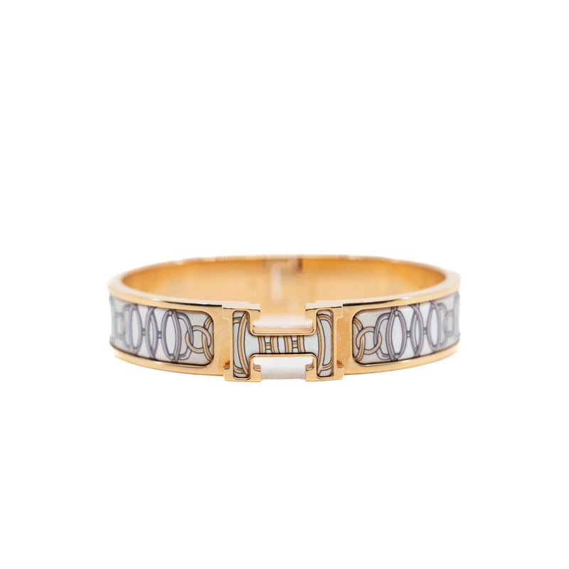 clic H bangle in white mix pattern ghw