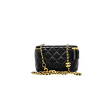 thumbnail long vanity case with black heart chain in lambskin black ghw
