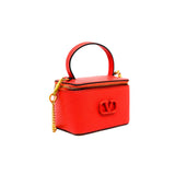 thumbnail small case bag with top handle orange red leather ghw
