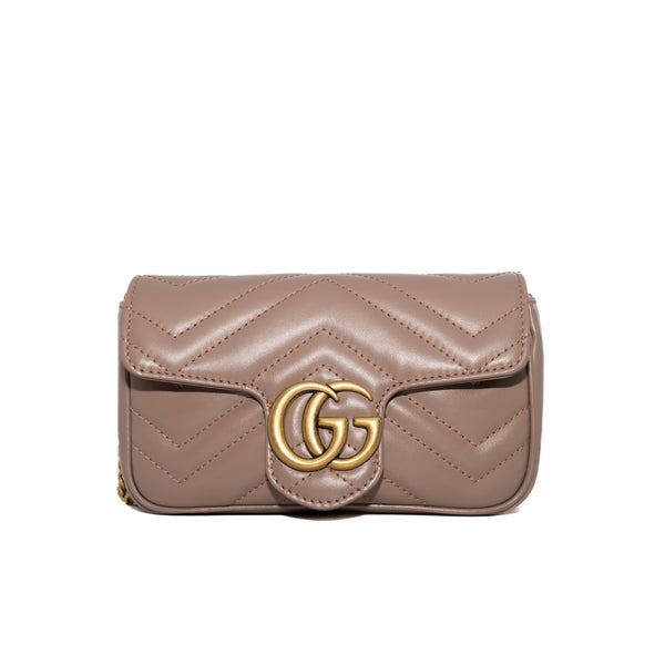 GG Supermini Marmont Matelasse Dusty Pink GHW - L'UXE LINK