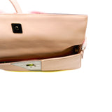 thumbnail Fendi monster baguette clutch in leather/fur pink