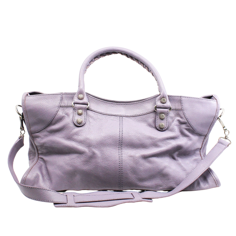 CITY CLASSIC STUDS BAG small  METALLIC LEATHER light purple  ANTIQUE BRASS - L'UXE LINK