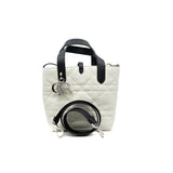 thumbnail small toujours vertical tote in leather white/black phw