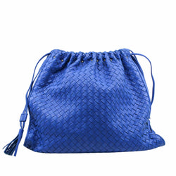 Drawstring Tassel Tote Intrecciato Nappa leather blue - L'UXE LINK