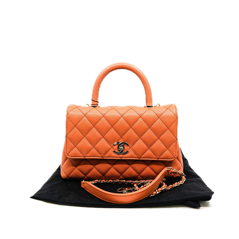 medium coco handle in orange caviar rghw