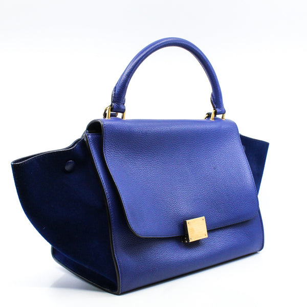 Trapeze medium navy leather mix suede